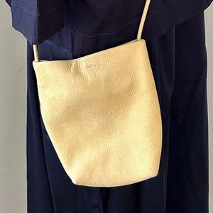 Baggu Nubuck Leather Mustard Crossbody Bag